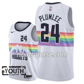 Barn Denver Nuggets Tröja Mason Plumlee 24 2018-19 Nike City Edition Vit Swingman